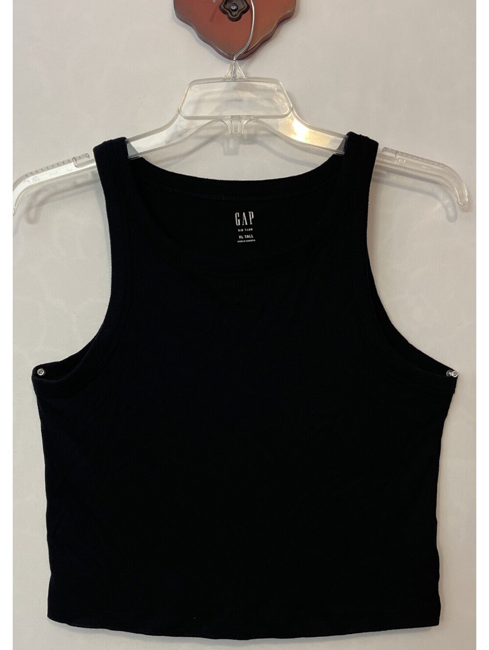 Gap Womens XL Tall Black Cropped Sleeveless Stretchy Soft Ribbed Tank Top! A6907